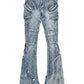 Guapi Aqua Blue Coffin Arc Embellished Denim