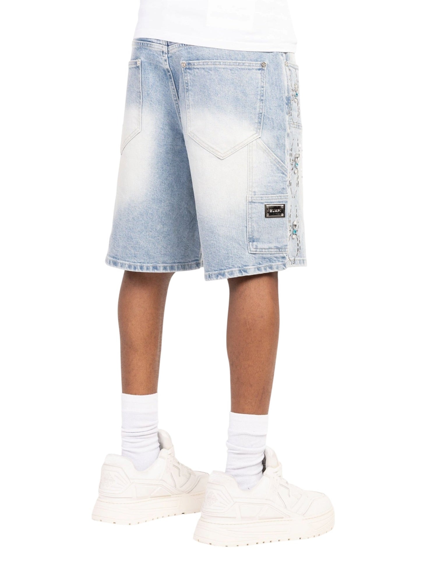 Guapi Aqua Blue Spider Denim Shorts