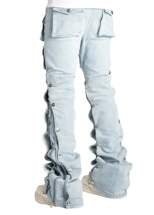 Guapi Aqua Blue Stacked Premium Denim