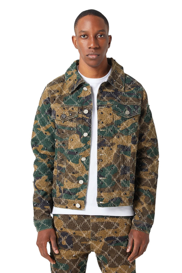 Guapi Camo Embellished Denim Jacket