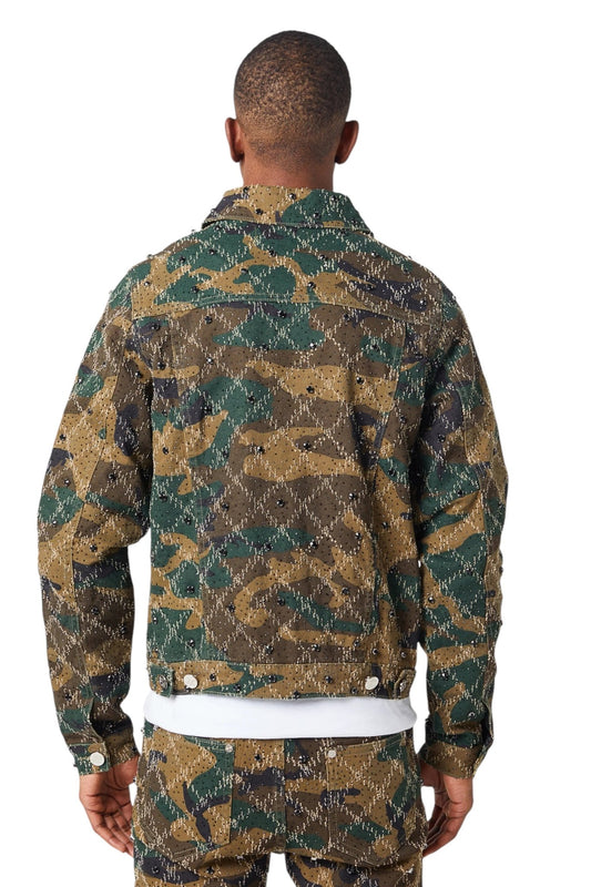 Guapi Camo Embellished Denim Jacket