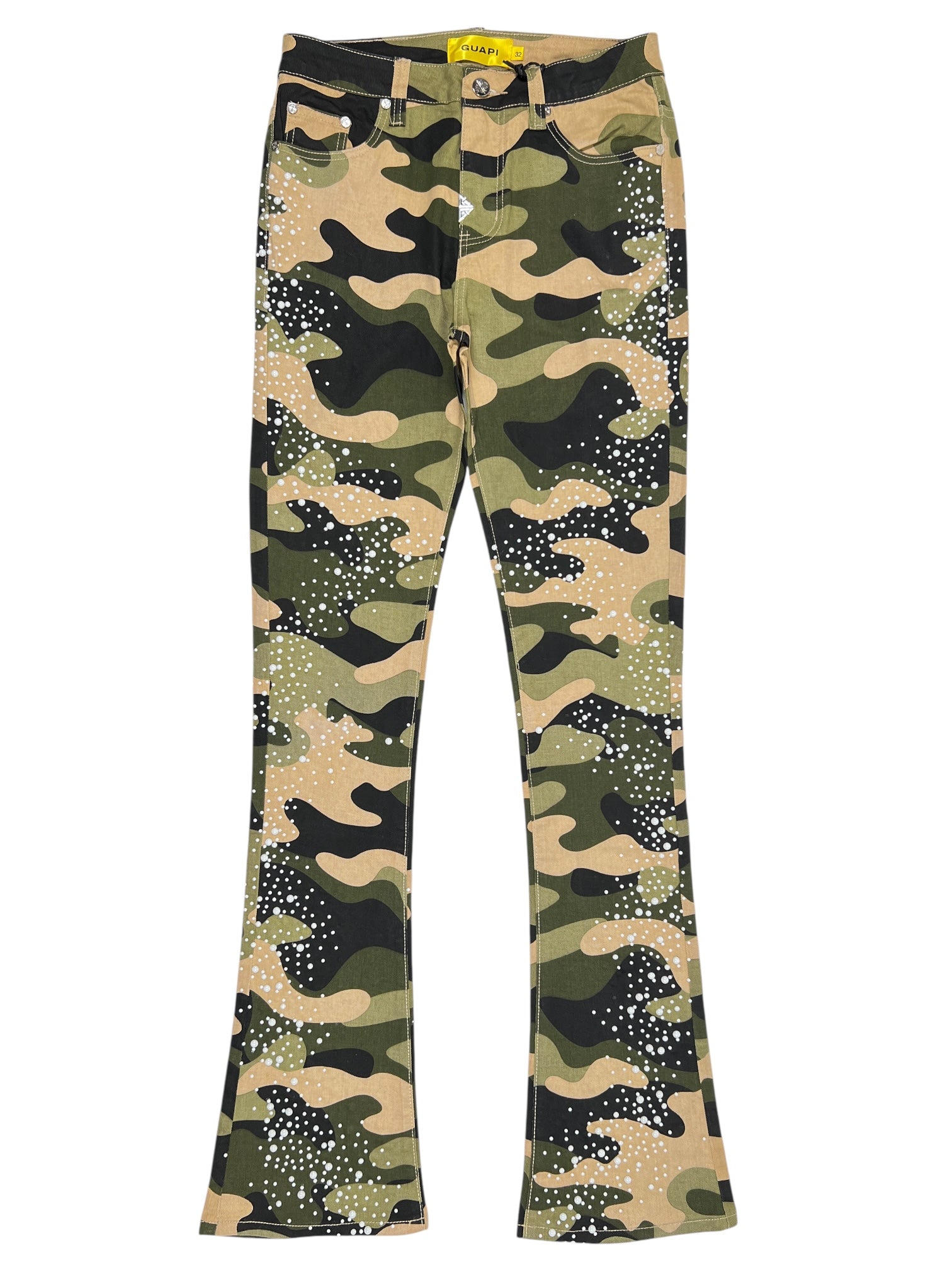 Guapi Camo Pearls Embellished Denim