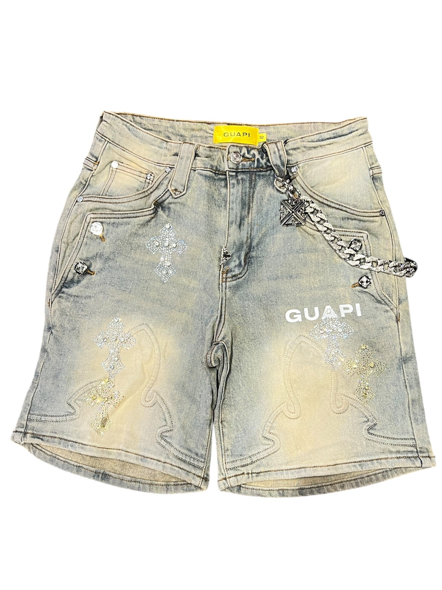 Guapi Faded Cross Denim Shorts
