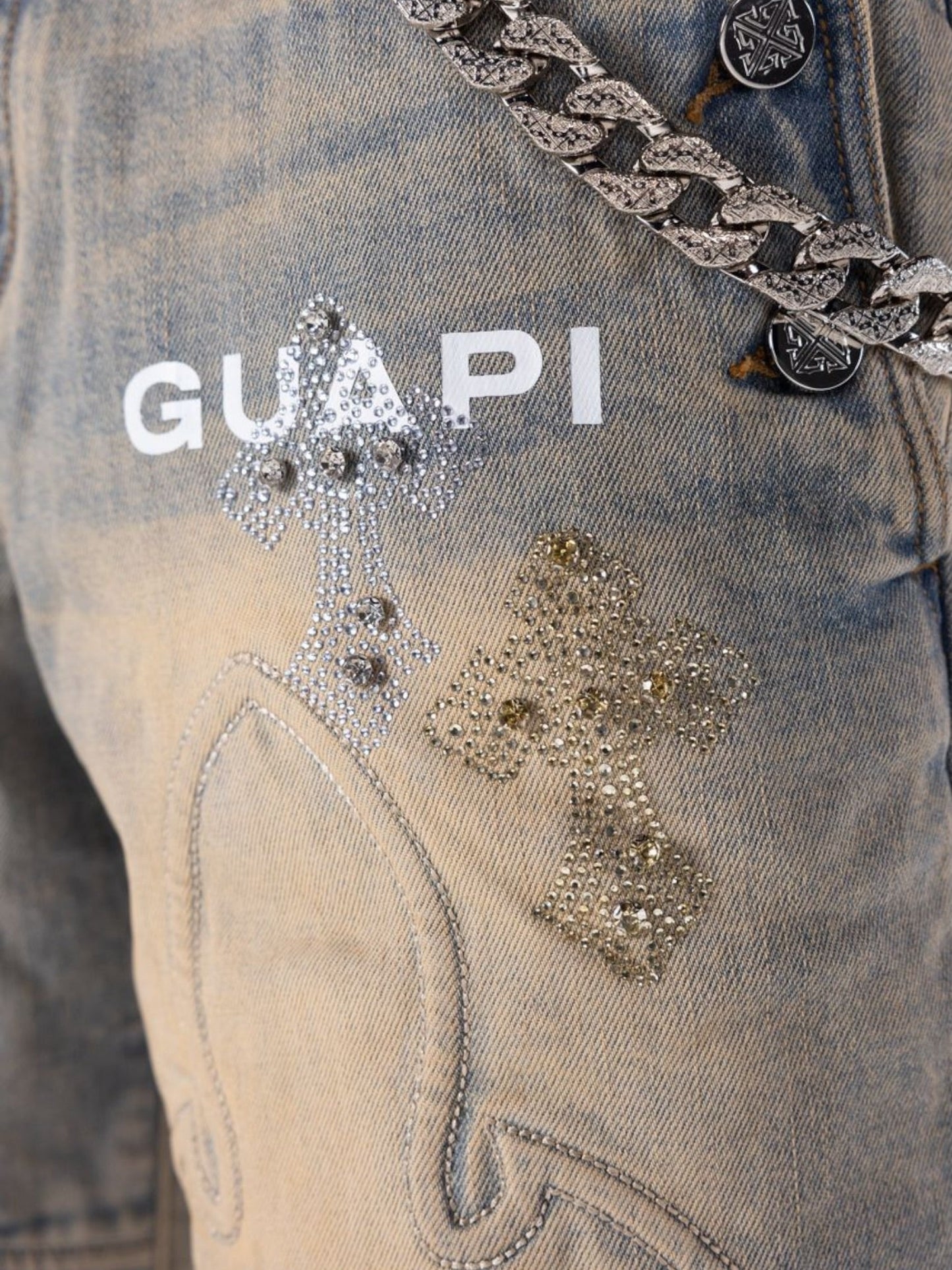 Guapi Faded Cross Denim Shorts
