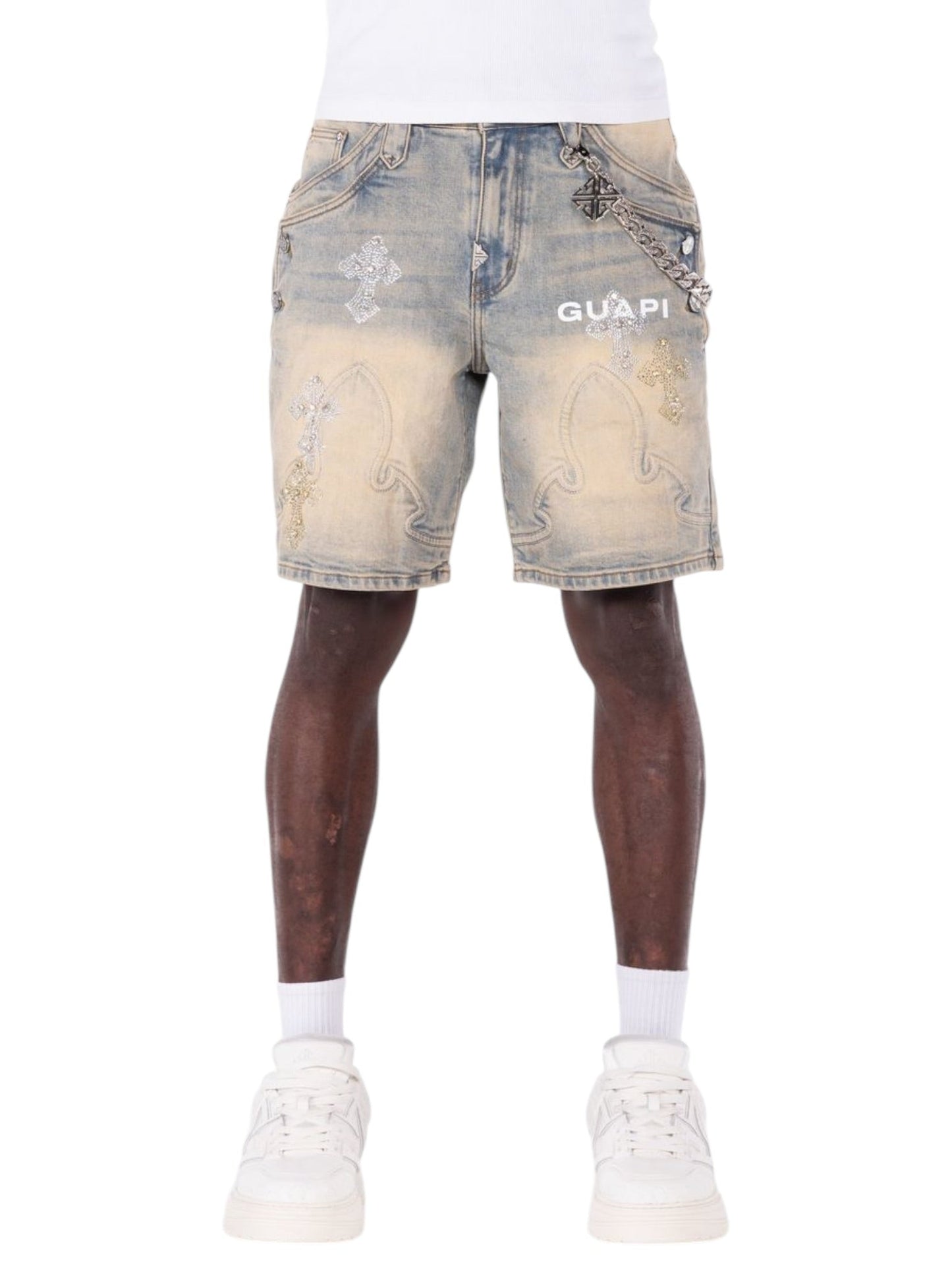 Guapi Faded Cross Denim Shorts