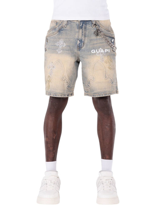 Guapi Faded Cross Denim Shorts