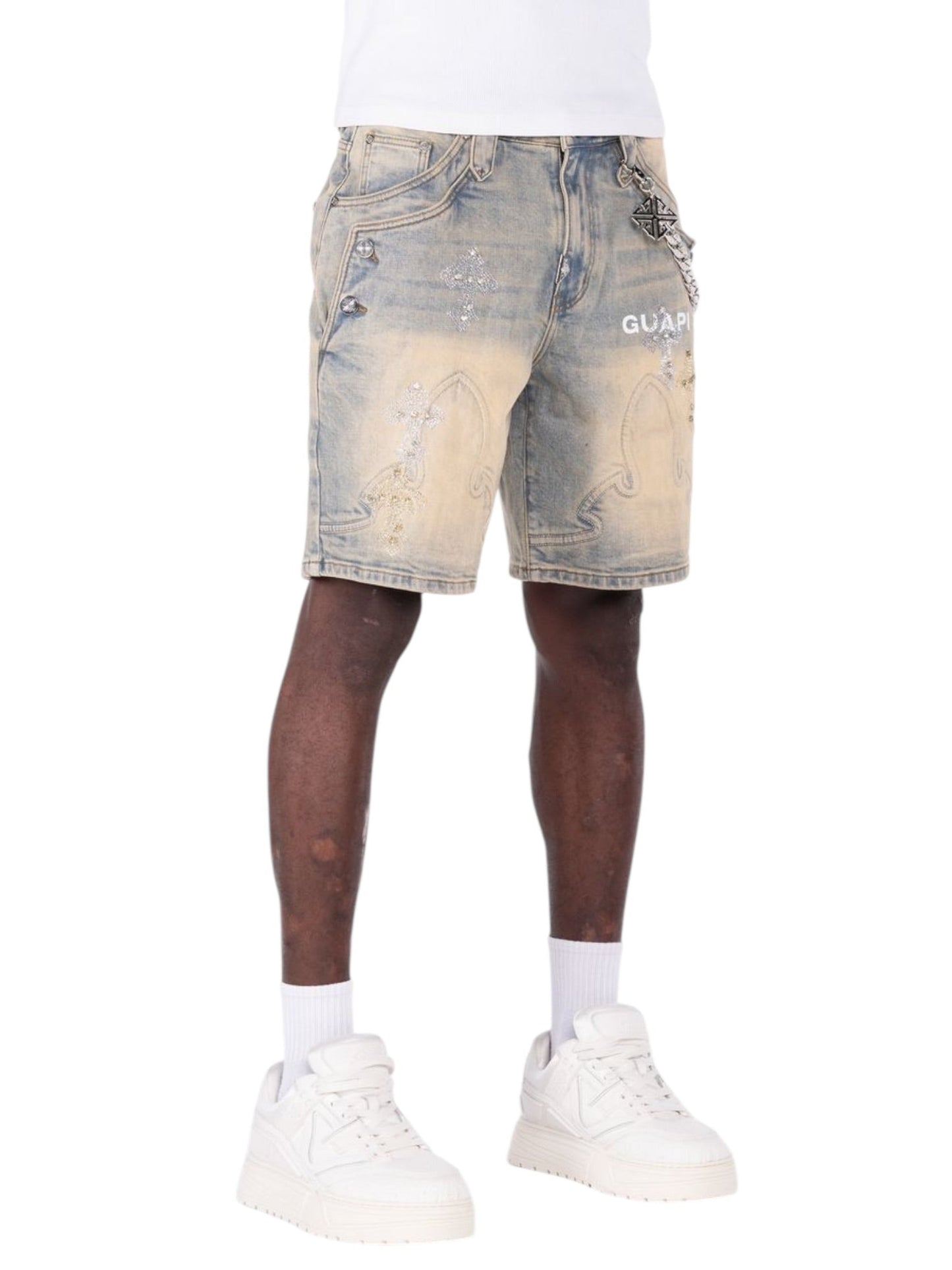 Guapi Faded Cross Denim Shorts