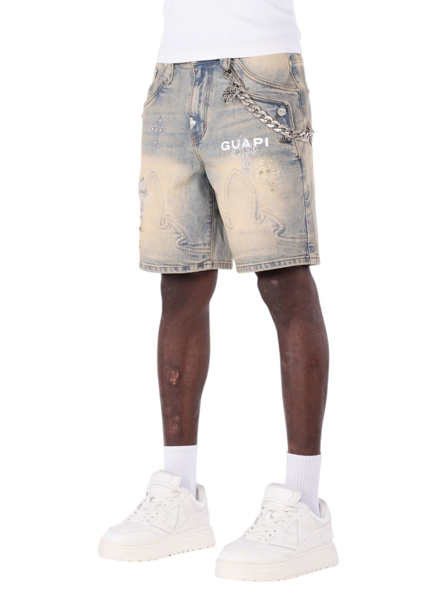Guapi Faded Cross Denim Shorts
