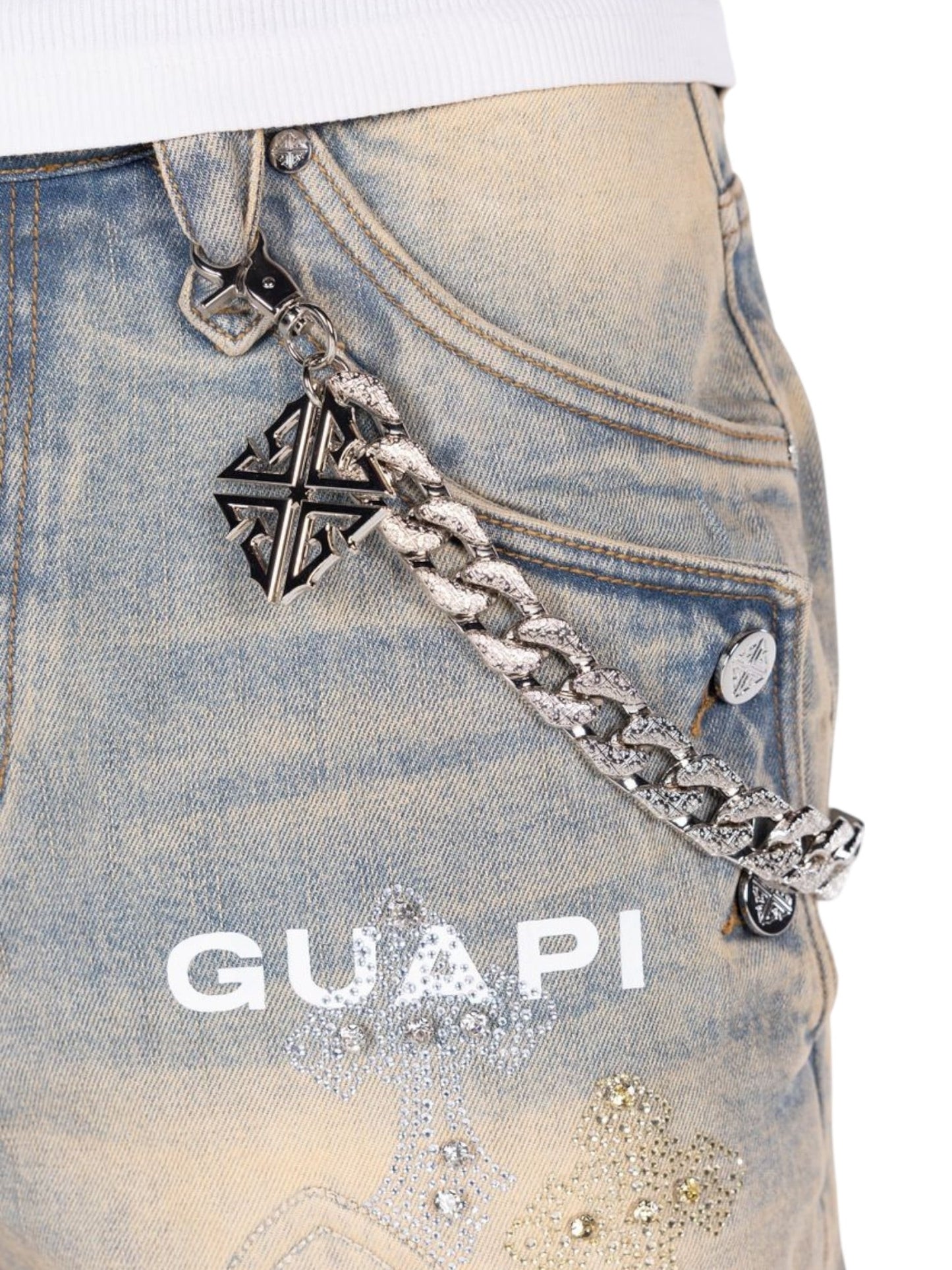 Guapi Faded Cross Denim Shorts