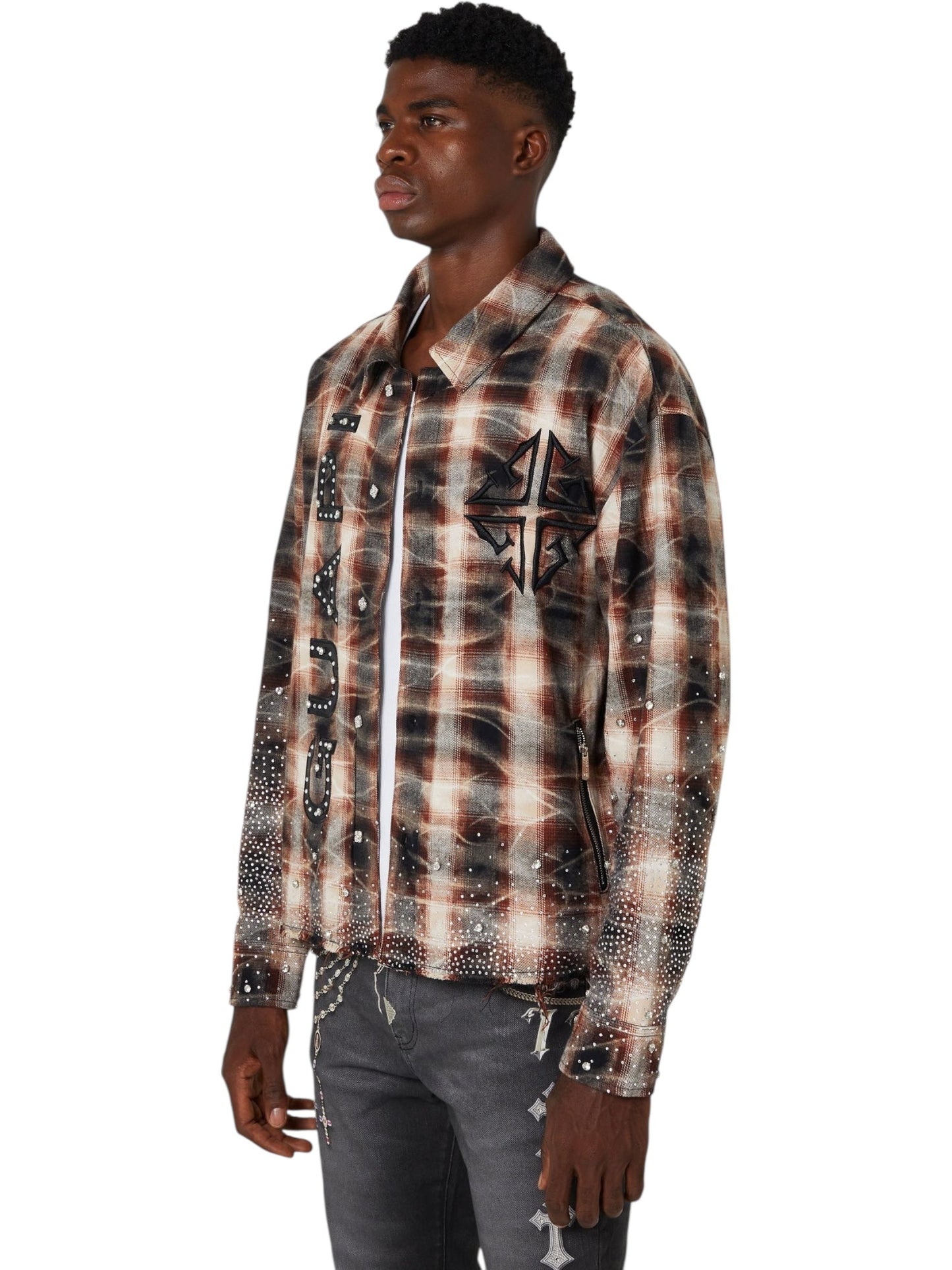 Guapi Mocha Rhinestone Flannel