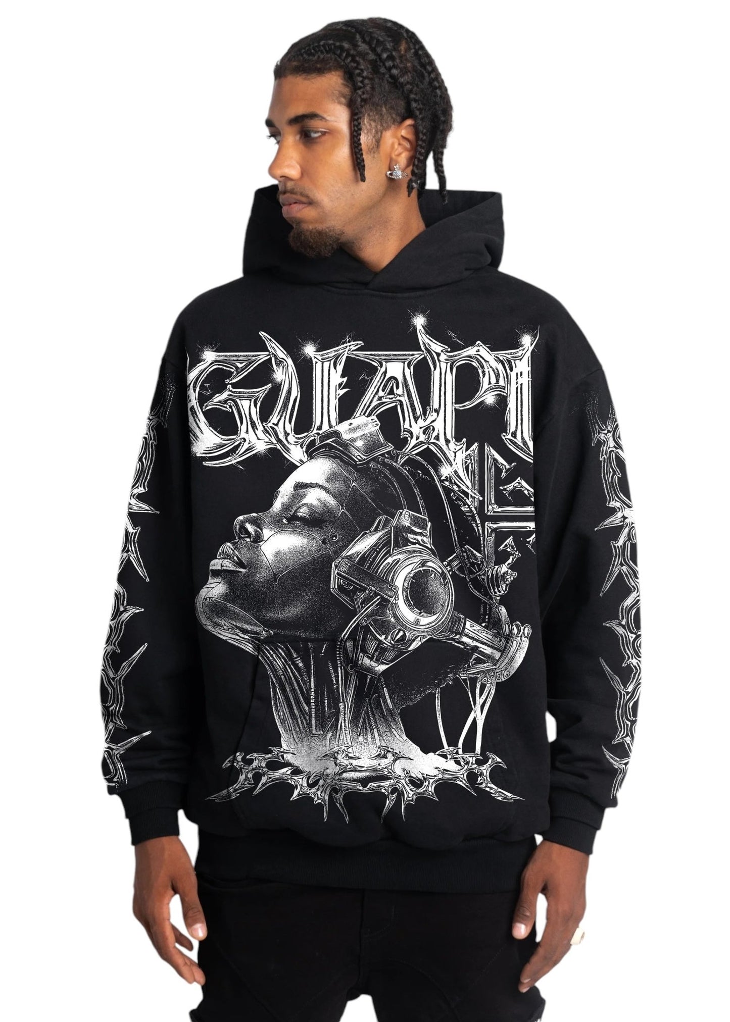 Guapi obsidian  black cyborg hoodie