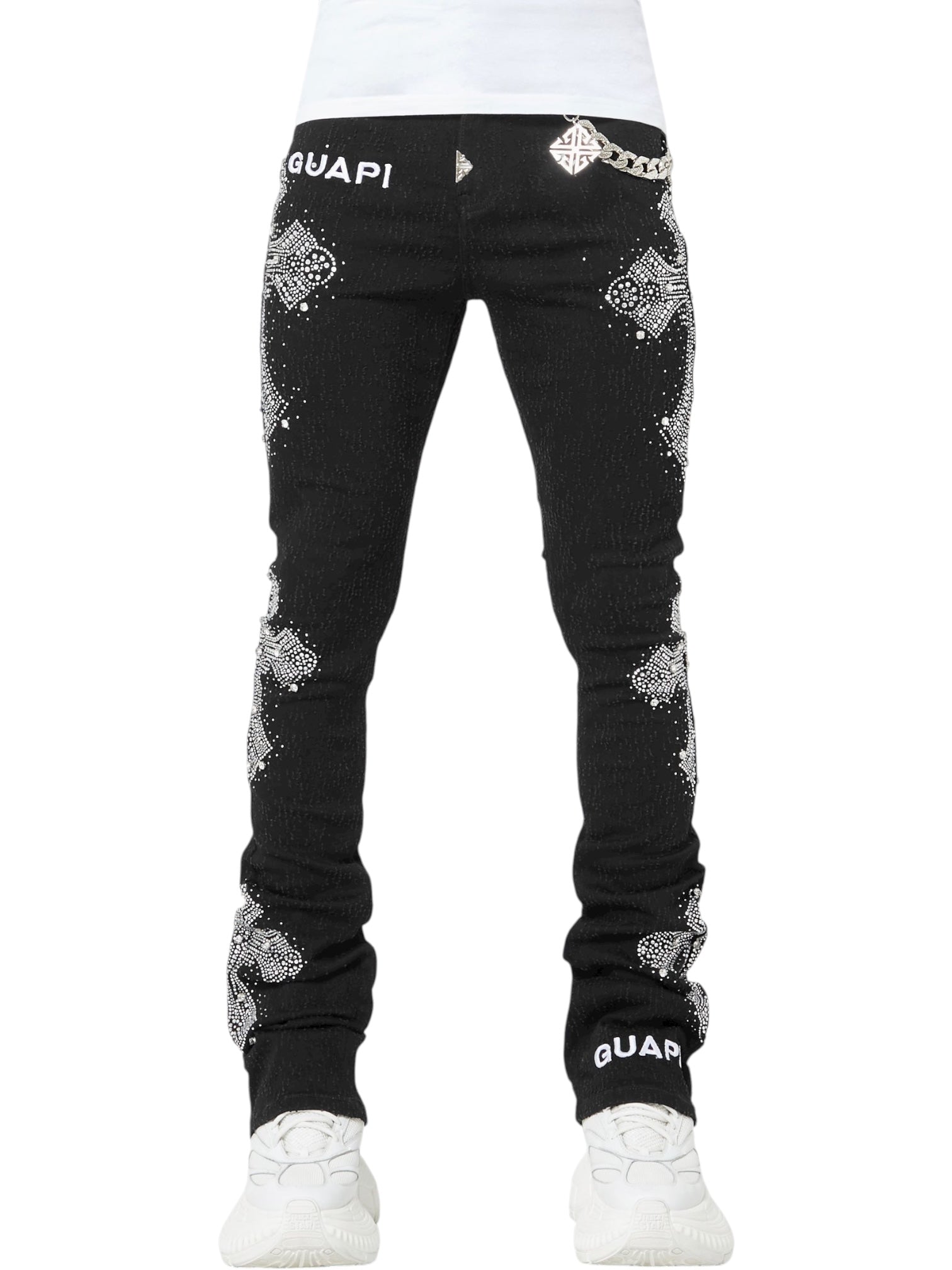 Guapi Obsidian Black Distressed Cross Denim