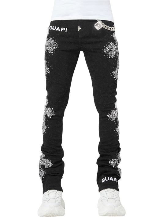 Guapi Obsidian Black Distressed Cross Denim