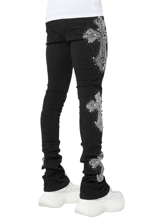 Guapi Obsidian Black Distressed Cross Denim