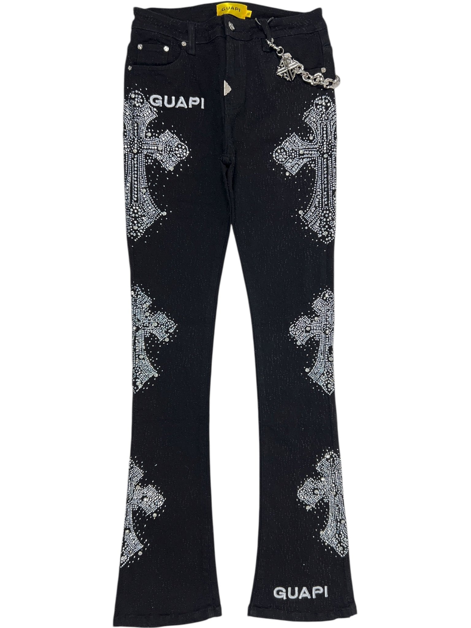 Guapi Obsidian Black Distressed Cross Denim