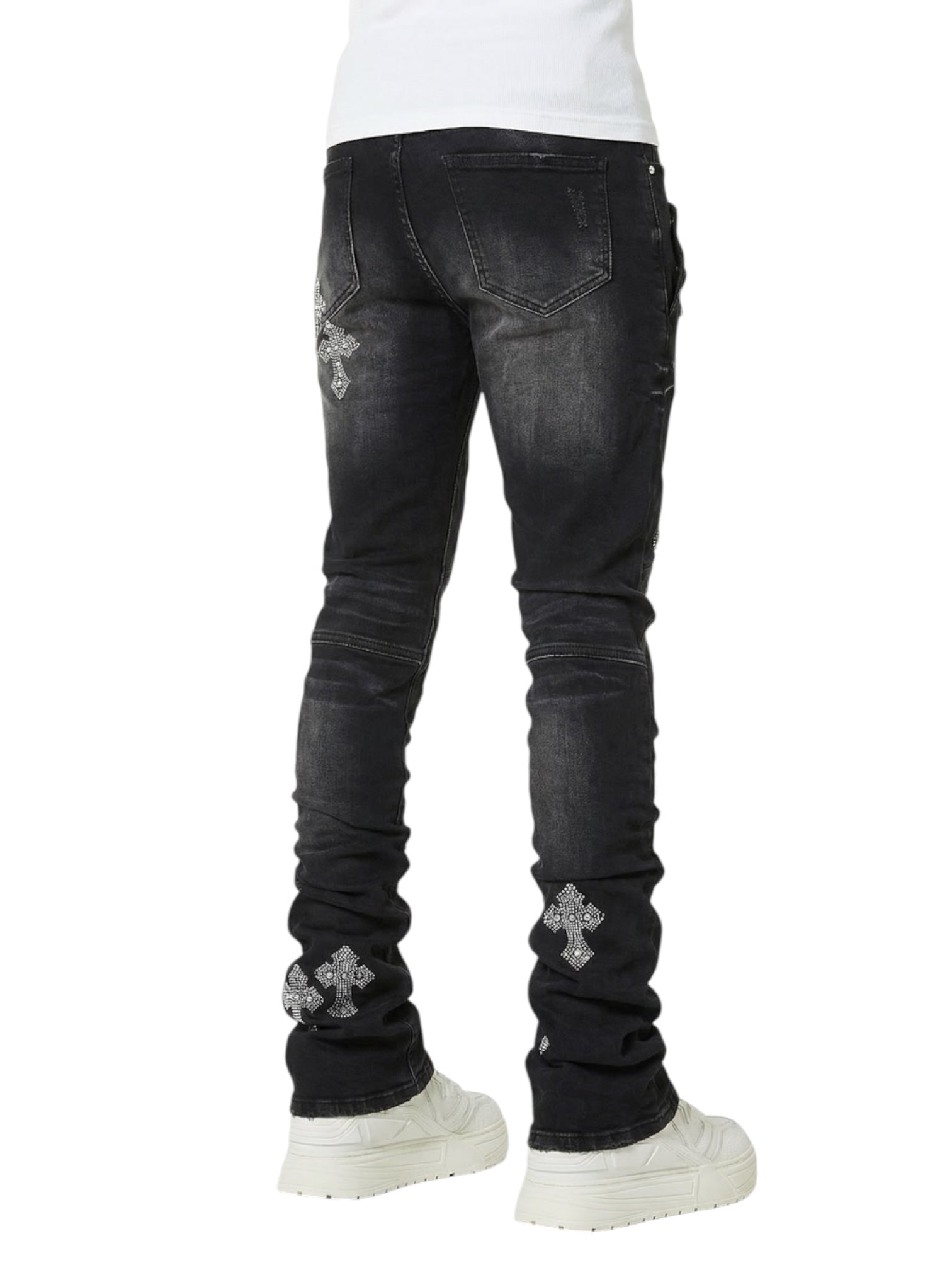 Guapi Obsidian Black Faded Cross Denim Jeans - Probus