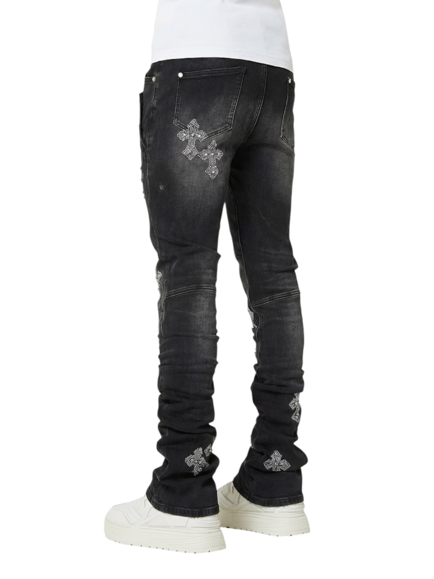 Guapi Obsidian Black Faded Cross Denim Jeans - Probus