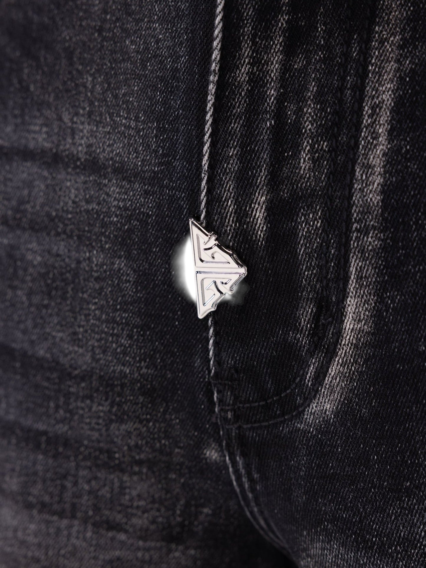 Guapi Obsidian Black Faded Cross Denim Shorts