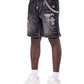 Guapi Obsidian Black Faded Cross Denim Shorts