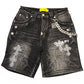 Guapi Obsidian Black Faded Cross Denim Shorts