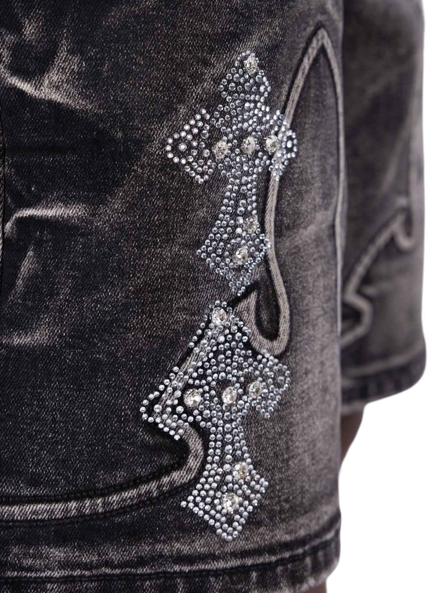 Guapi Obsidian Black Faded Cross Denim Shorts