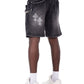 Guapi Obsidian Black Faded Cross Denim Shorts