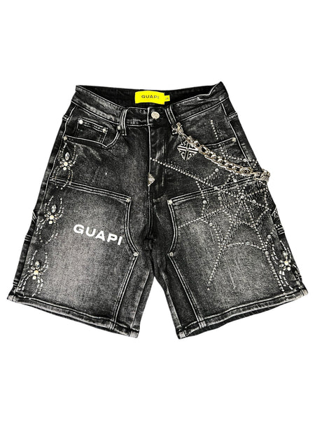下着・アンダーウェア GUAPI denim shorts size32 Guapi Obsidian Black Spider Denim Shorts - Probus