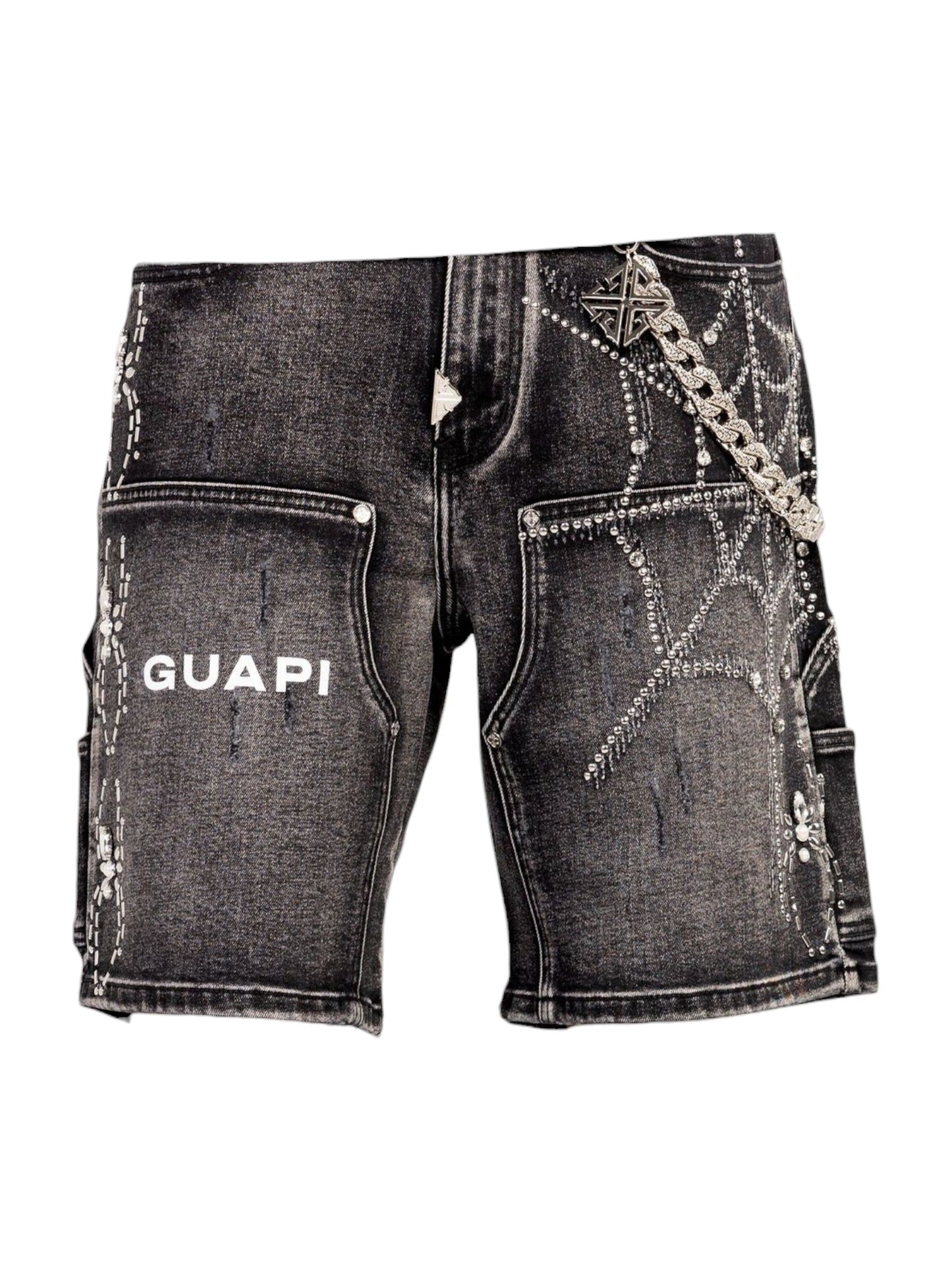 Guapi Obsidian Black Spider Denim Shorts
