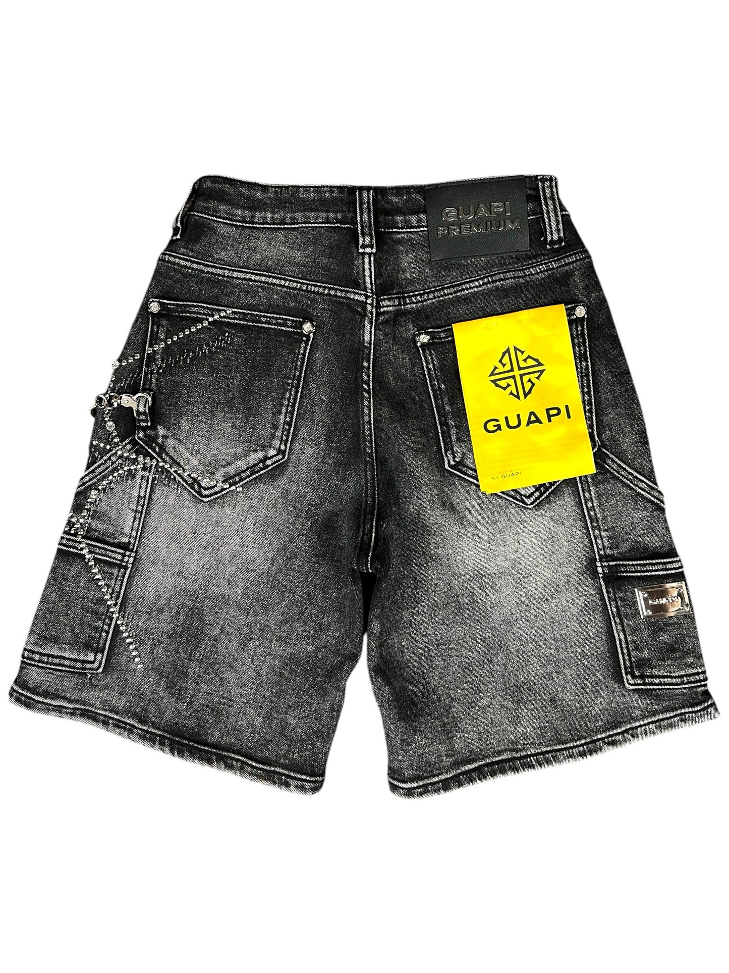 Guapi Obsidian Black Spider Denim Shorts