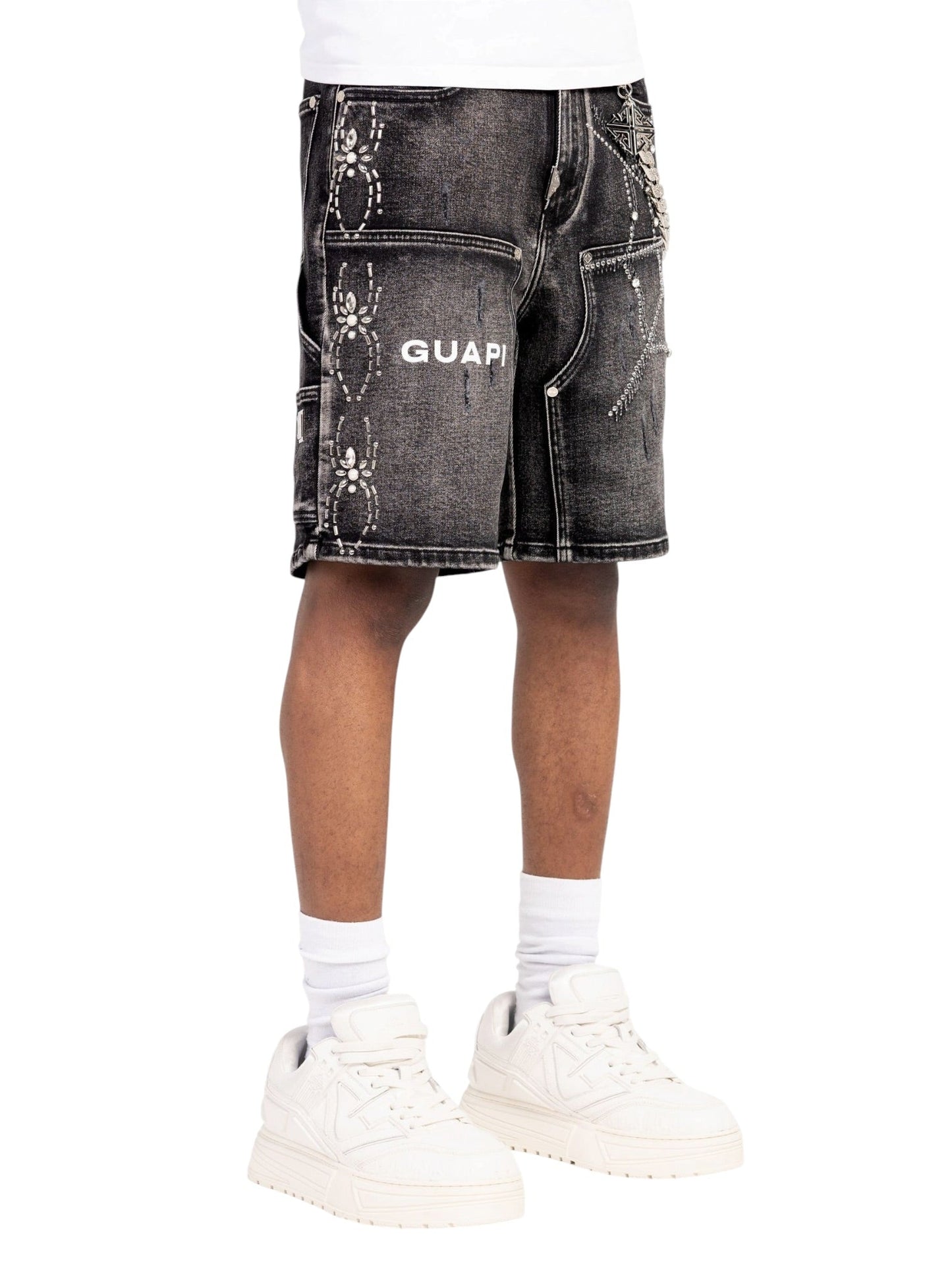Guapi Obsidian Black Spider Denim Shorts