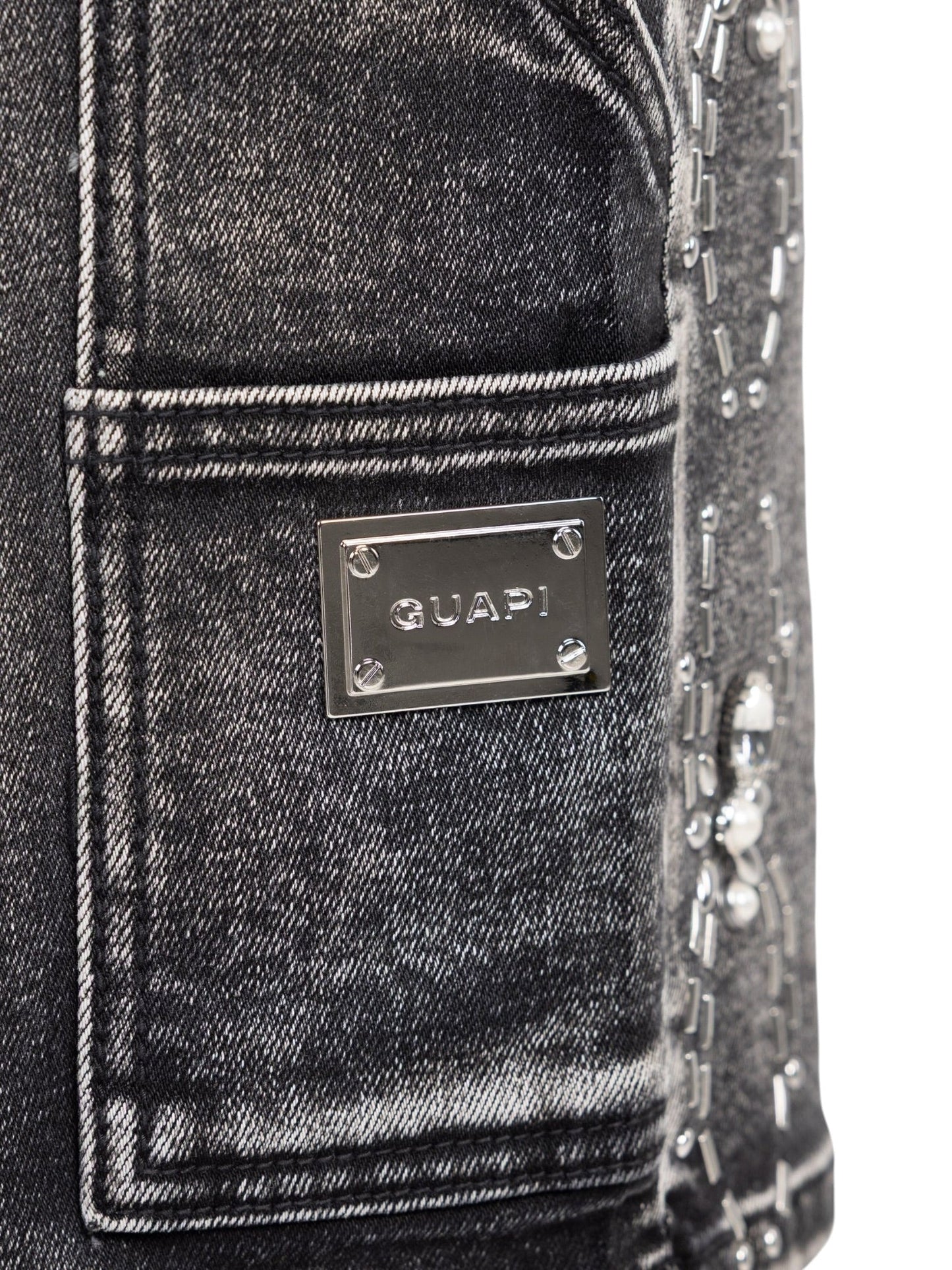 Guapi Obsidian Black Spider Denim Shorts