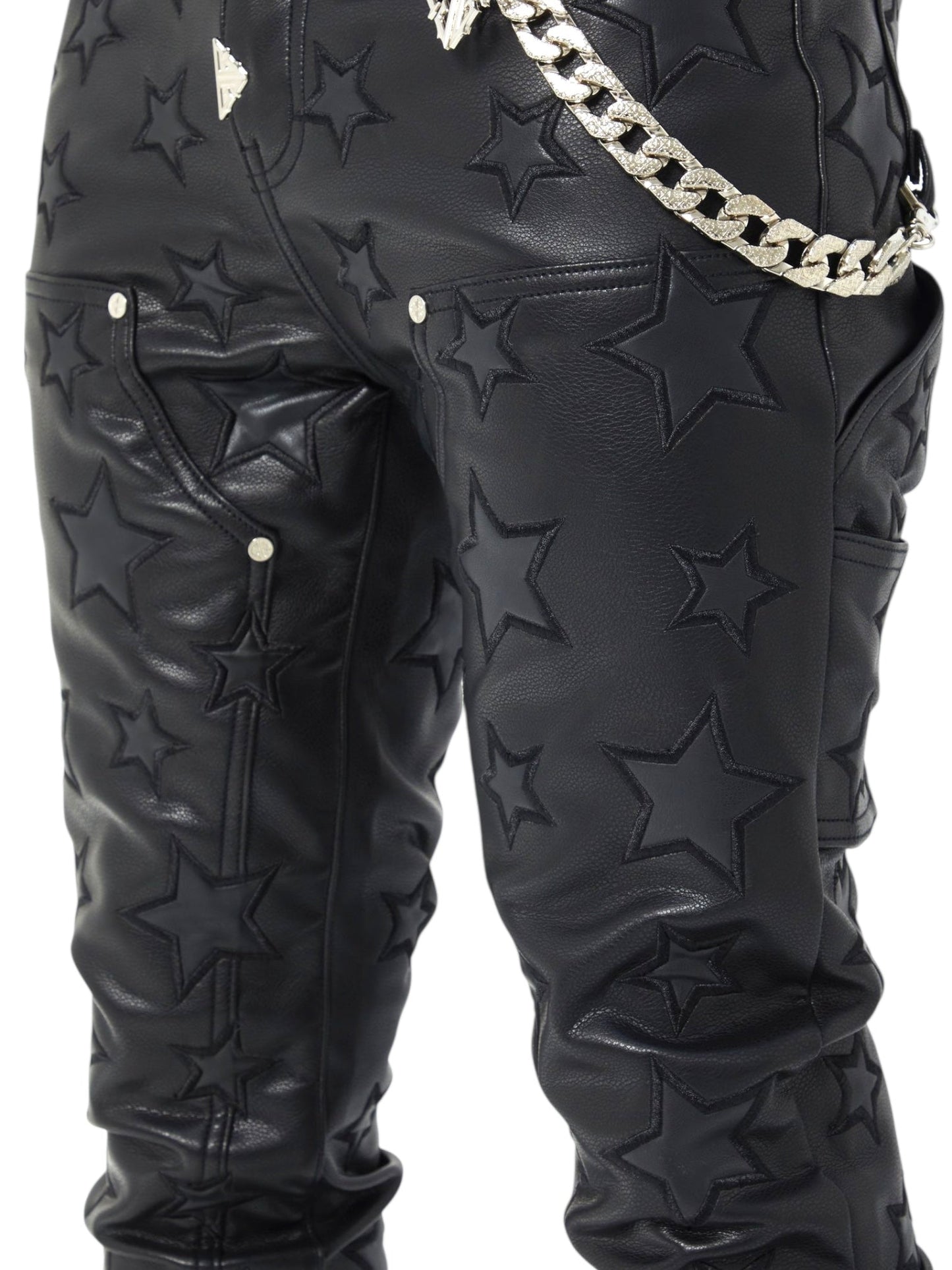 Guapi Obsidian Black Stars Leather Pant