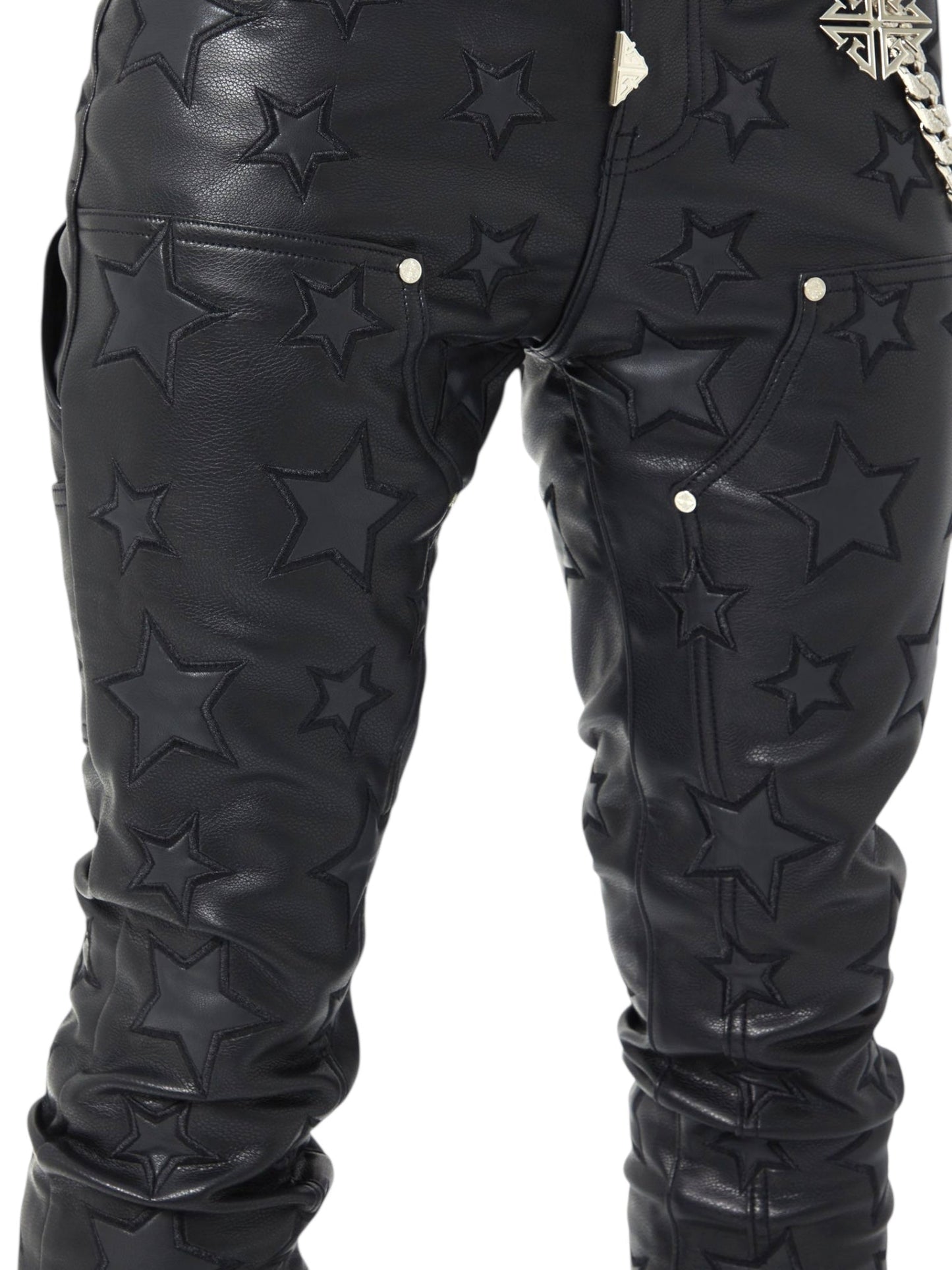 Guapi Obsidian Black Stars Leather Pant