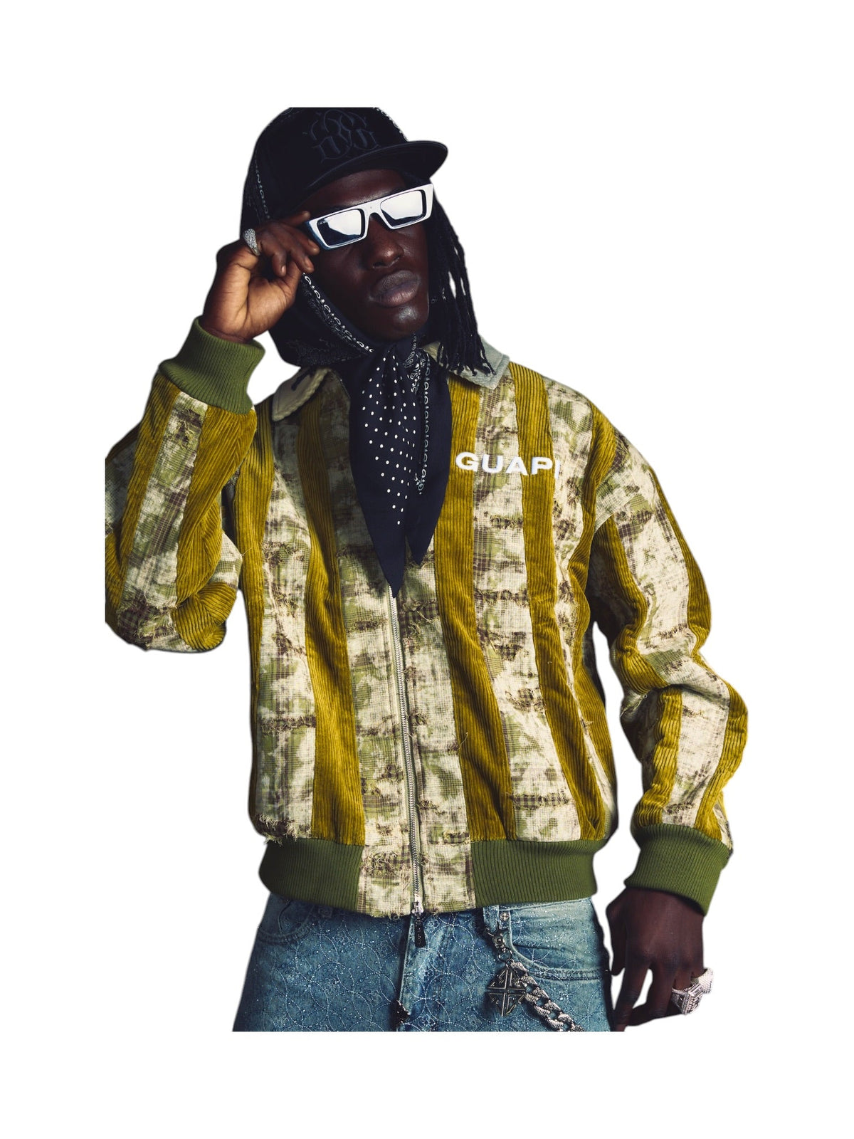 Probus Guapi Olive Green Destroyed Plaid Bomber Guapi Olive Green Destroyed Plaid Bomber GREEN