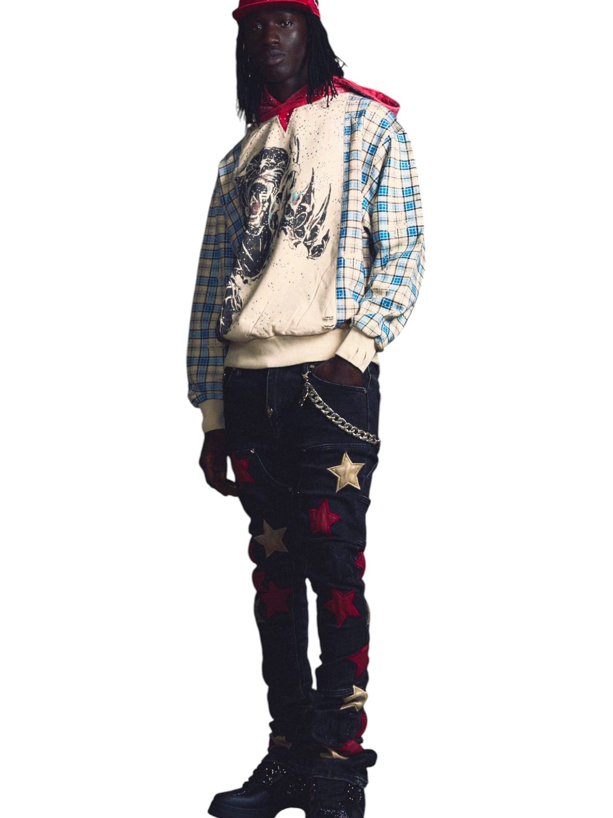 Probus Guapi Panther Plaid Hoodie Guapi Panther Plaid Hoodie BLUE/CREAM/RED