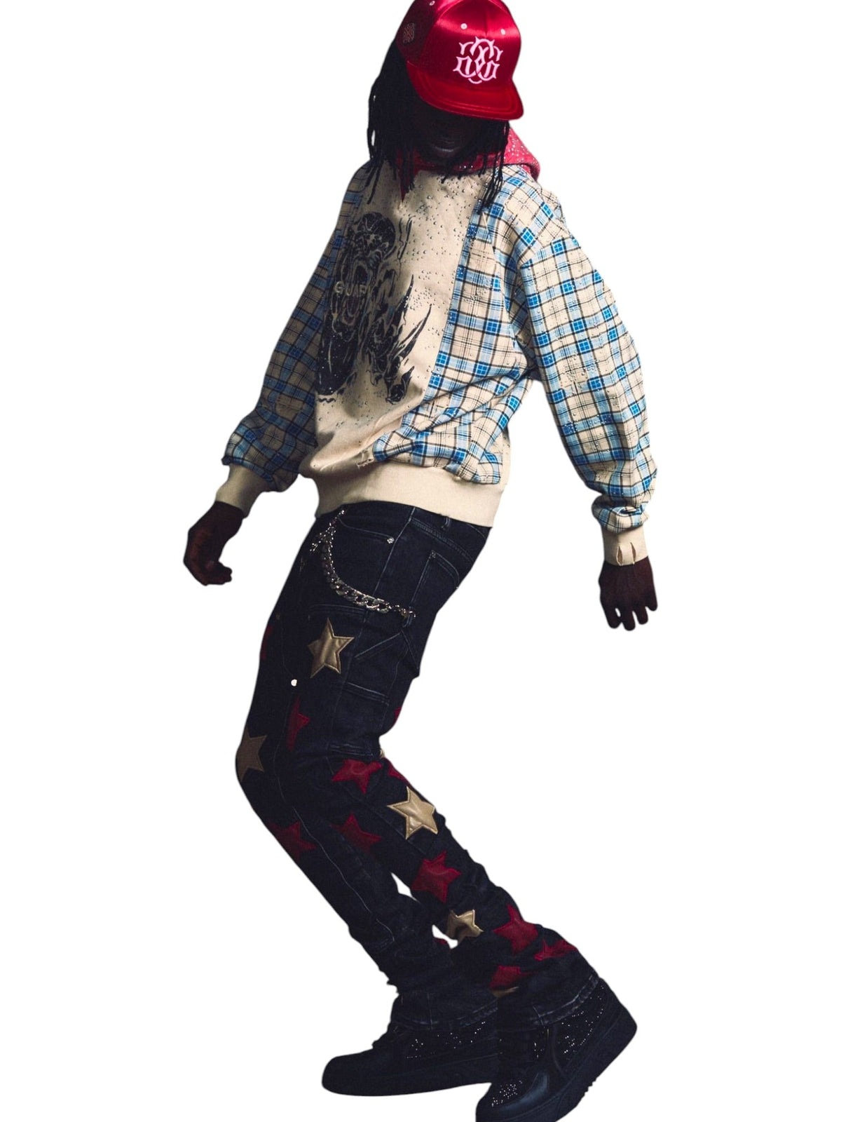 Probus Guapi Panther Plaid Hoodie Guapi Panther Plaid Hoodie BLUE/CREAM/RED