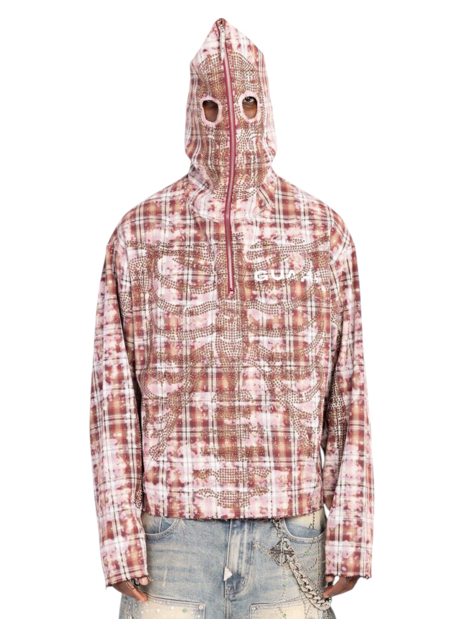 Guapi Rusty Skeleton Half Zip Hoodie Red - Probus