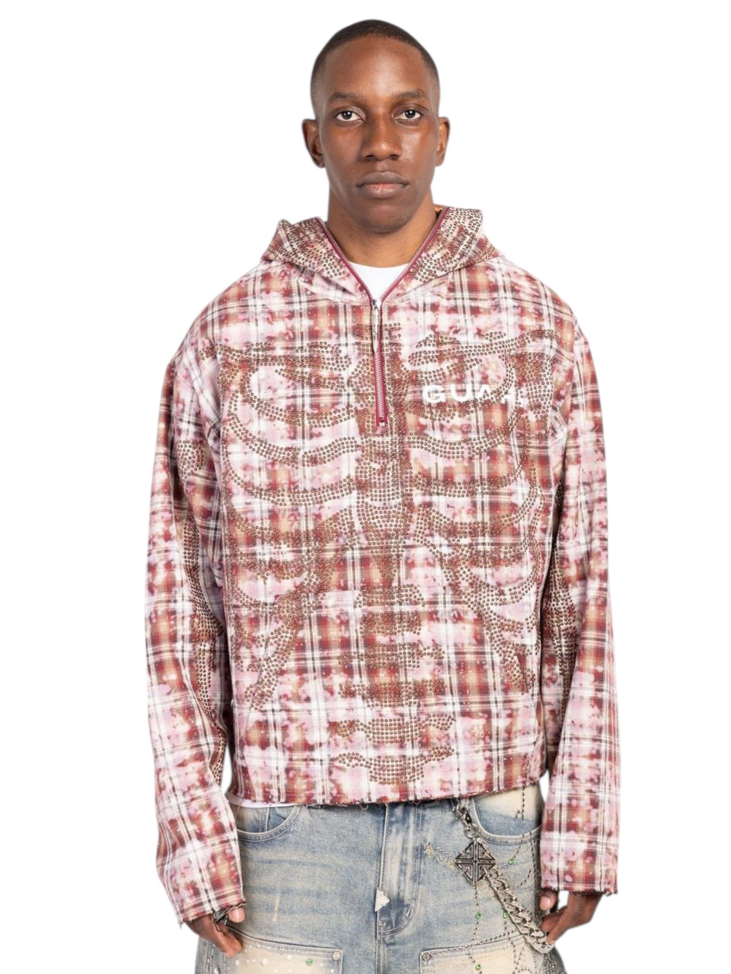 Guapi Rusty Skeleton Half Zip Hoodie Red