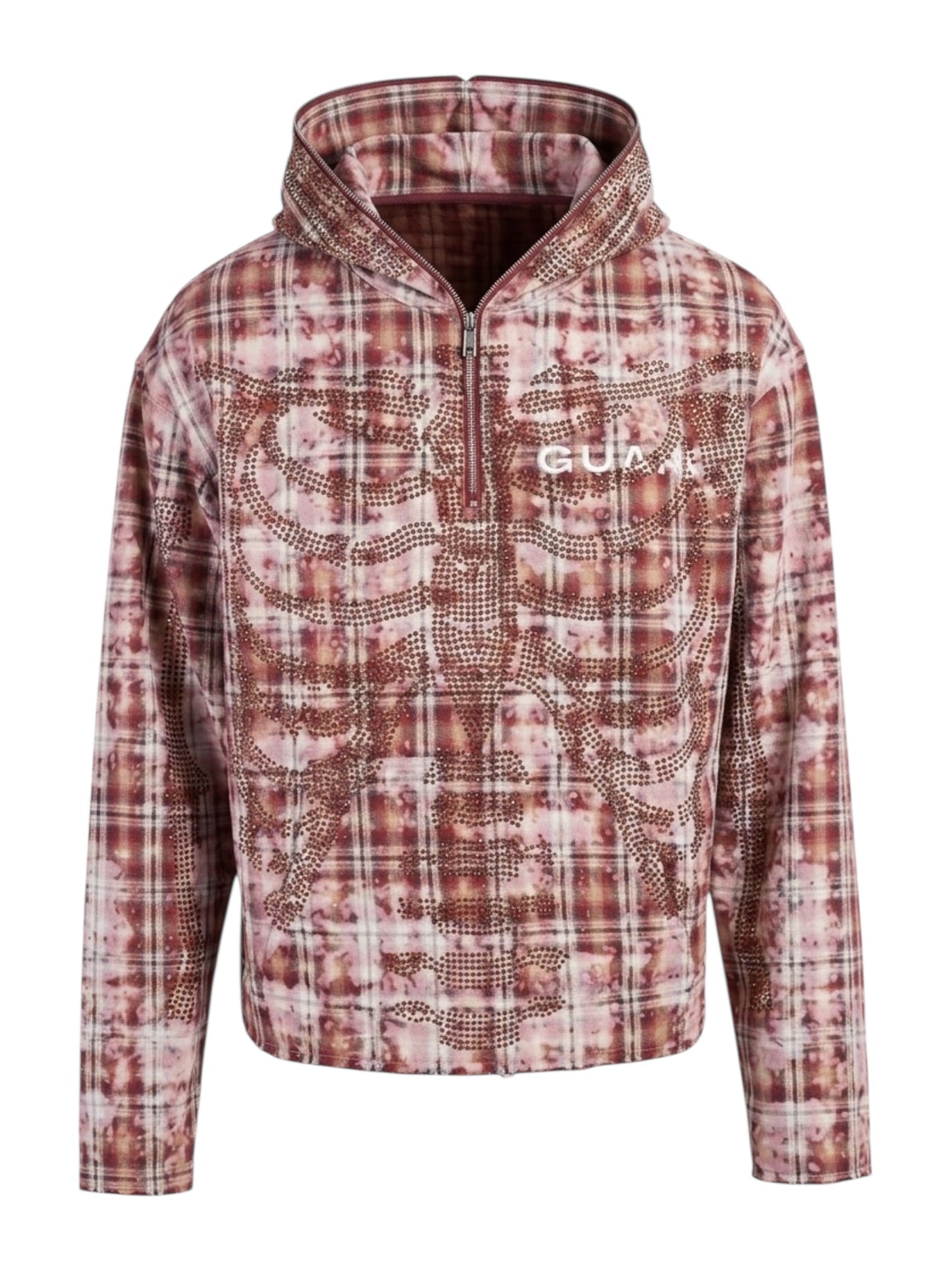 Guapi Rusty Skeleton Half Zip Hoodie Red