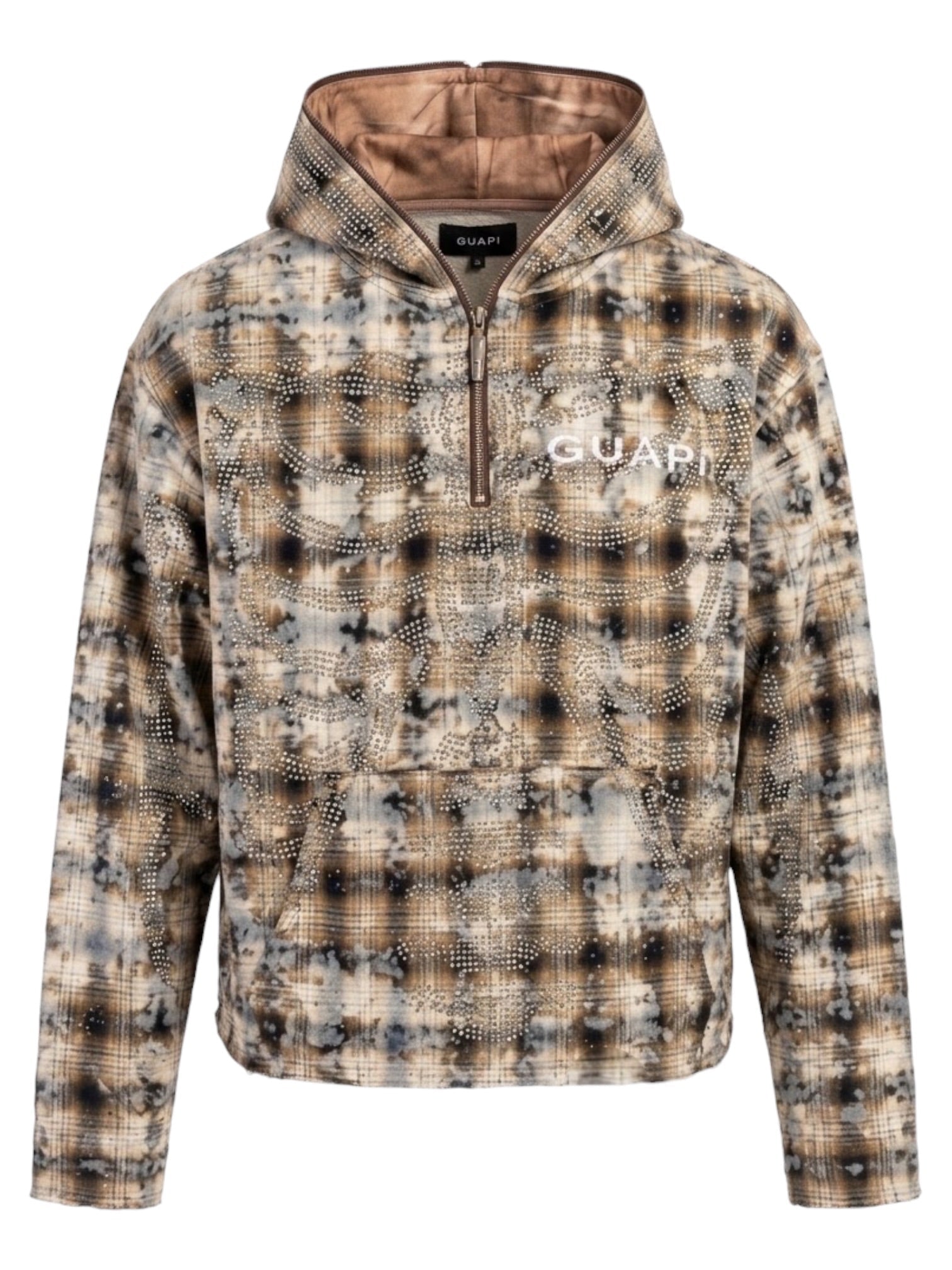 Probus Guapi Sand Brown Skeleton Half Zip Hoodie Guapi Sand Brown Skeleton Half Zip Hoodie BROWN