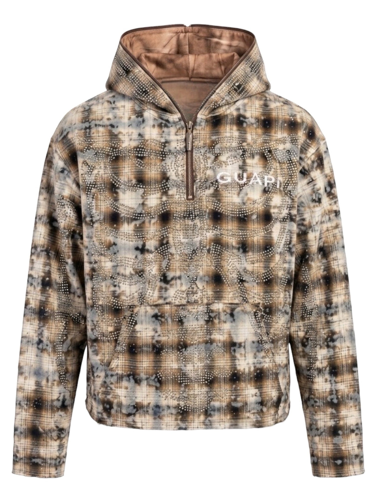Probus Guapi Sand Brown Skeleton Half Zip Hoodie Guapi Sand Brown Skeleton Half Zip Hoodie BROWN