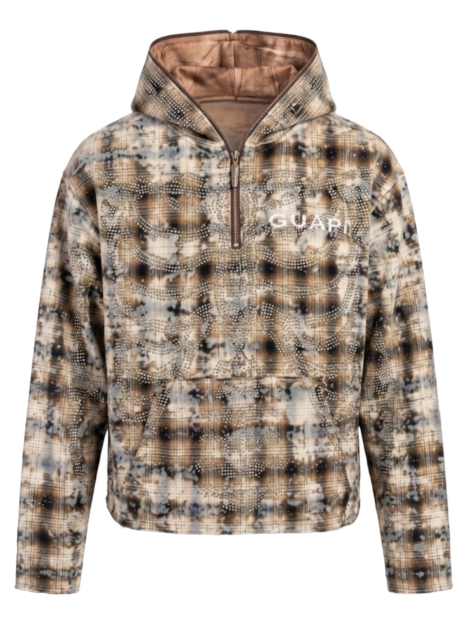 Probus Guapi Sand Brown Skeleton Half Zip Hoodie Guapi Sand Brown Skeleton Half Zip Hoodie BROWN