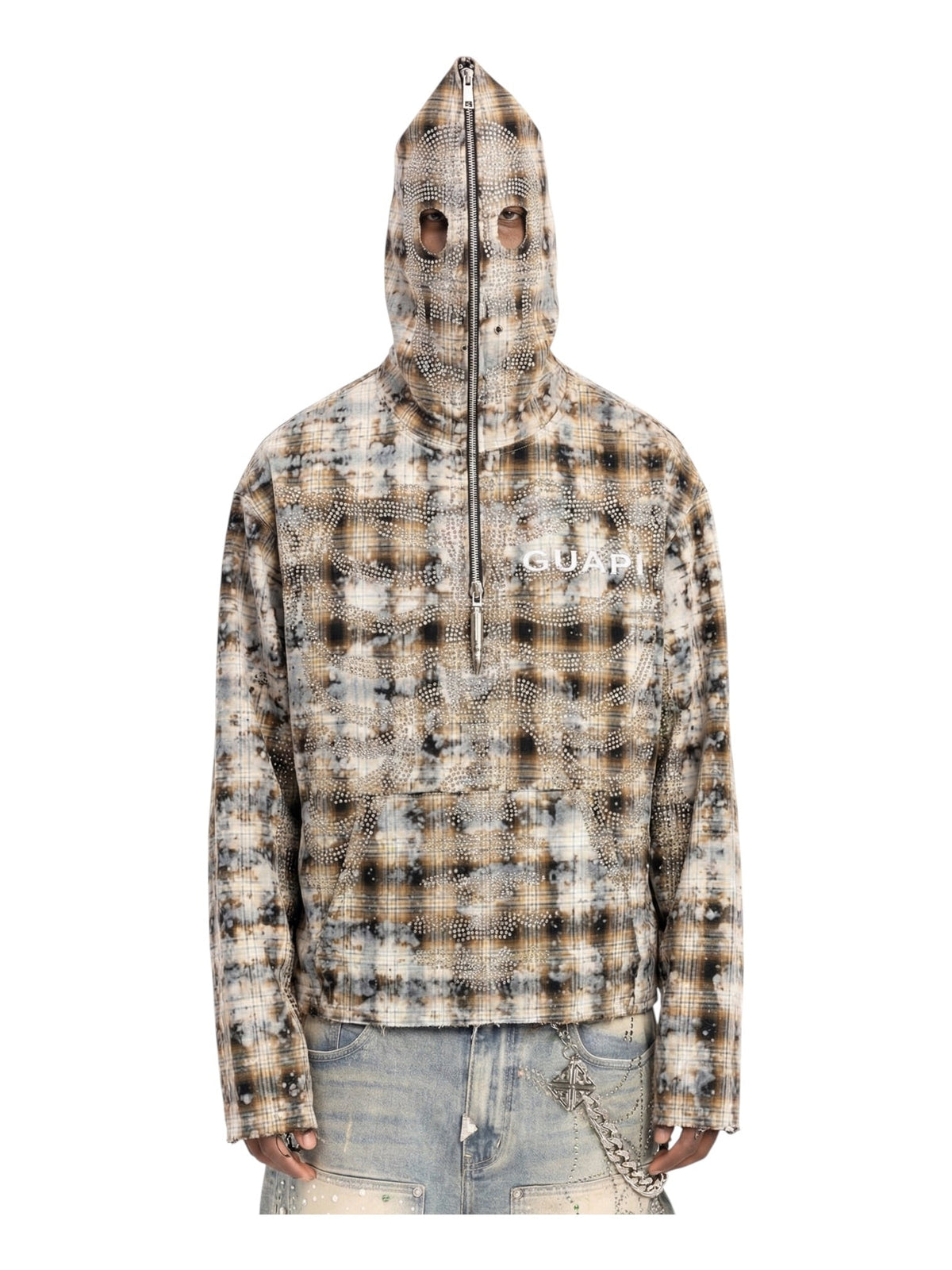 Probus Guapi Sand Brown Skeleton Half Zip Hoodie Guapi Sand Brown Skeleton Half Zip Hoodie BROWN