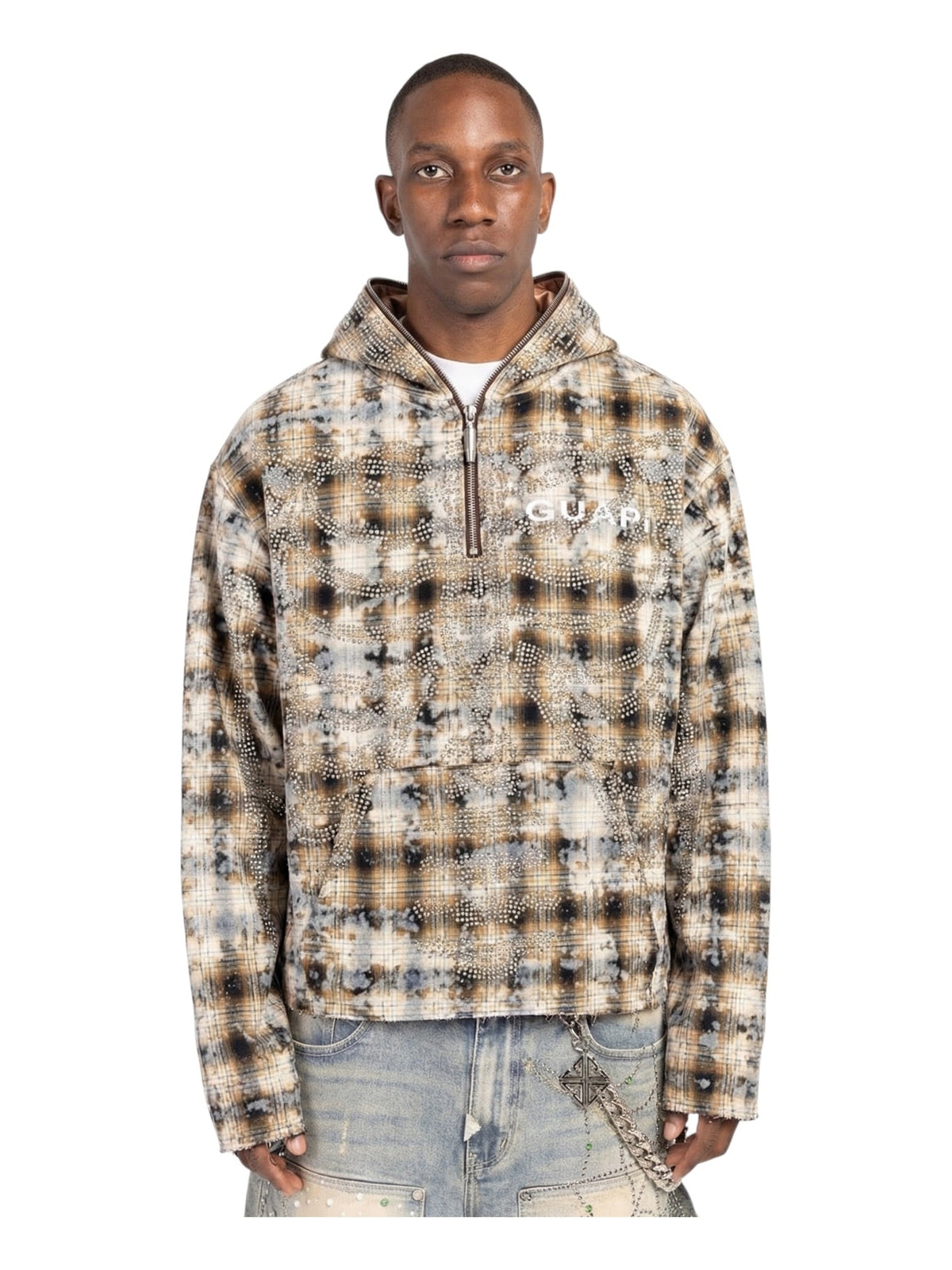 Probus Guapi Sand Brown Skeleton Half Zip Hoodie Guapi Sand Brown Skeleton Half Zip Hoodie BROWN