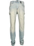 GUAPI Guapi Vintage Blue Basics Regular Denim V2: regular fit jeans in vintage blue with a faded effect, front pockets, and subtle logo on the left thigh, shown against a white background.