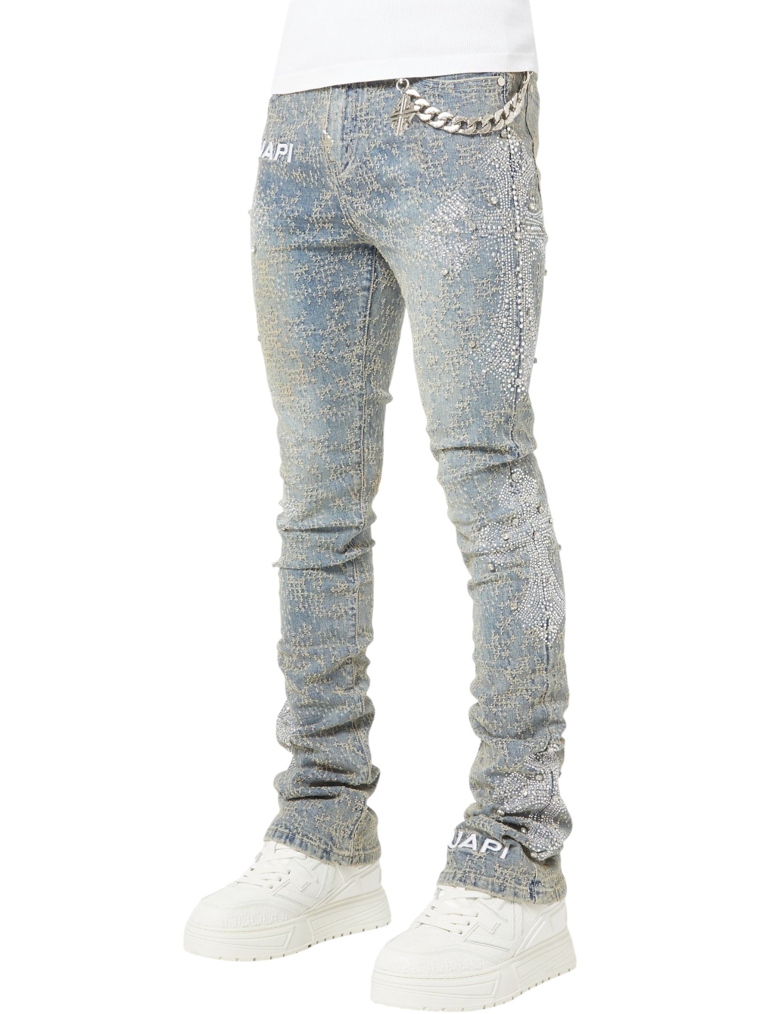 Guapi Vintage Blue Distressed Cross Denim - Probus