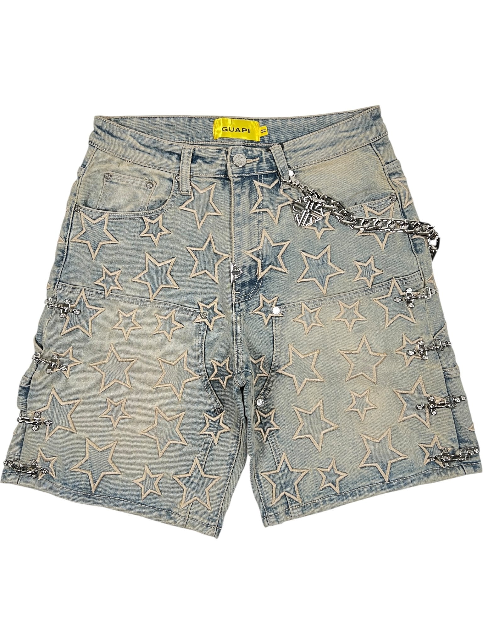 Guapi Vintage Blue Stars Denim Shorts
