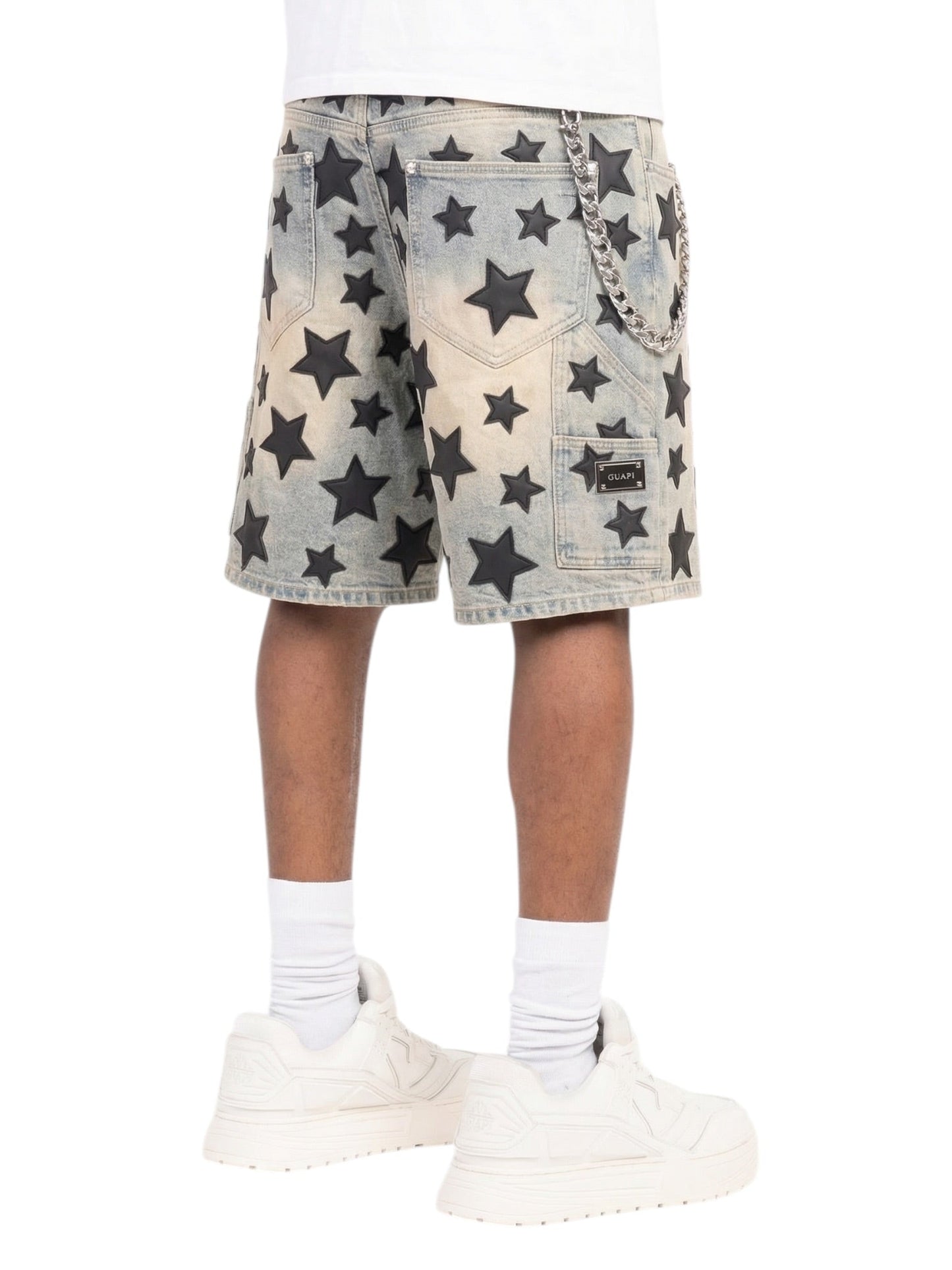 Guapi Vintage Blue Stars Denim Shorts V2