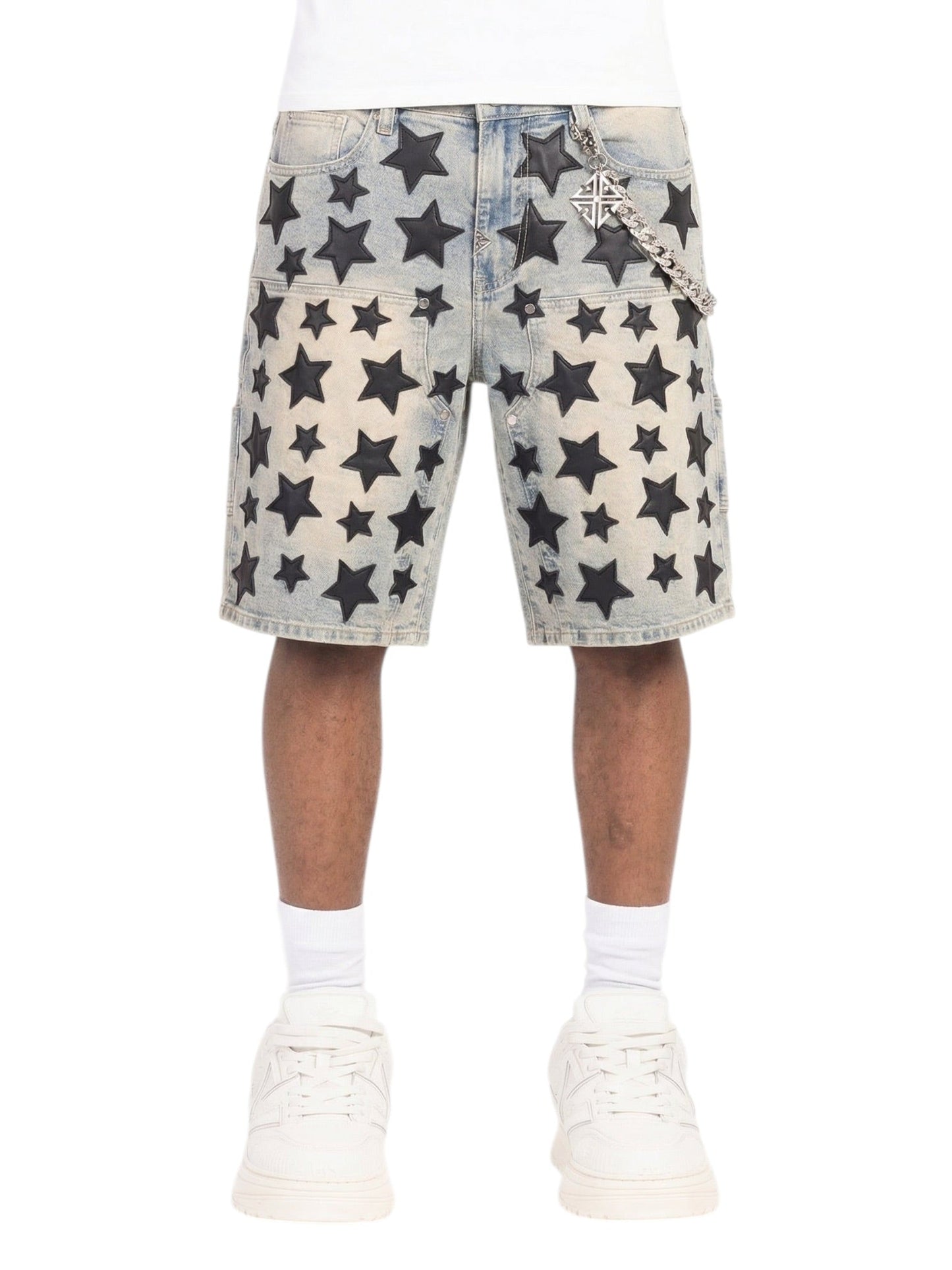Guapi Vintage Blue Stars Denim Shorts V2