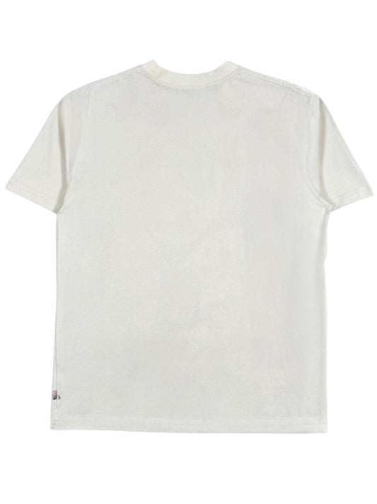 The Honor The Gift A-Spring HTG Los Angeles SS Tee Bone is displayed from the back, showcasing short sleeves and a round neckline. Crafted by HONOR THE GIFT from 100% cotton, it combines comfort and style with its minimalist design.